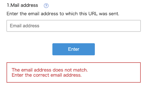 in case that the Email address is incorrect