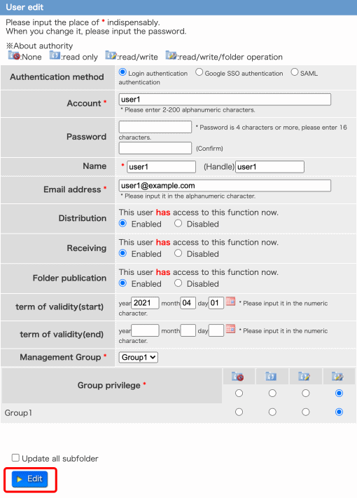 user management:edit